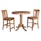 International Concepts Round 36 in Rd Ped Gathering Ht Table, 2 San Remo Stools, Distressed Oak, 36 in W, 36 in L, 35.1 in H K42-36RT-6B-S102-2 - alternate 1